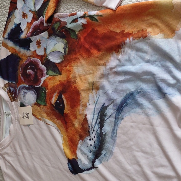 NWT Pixie Lady Size XL Floral Fox Print Pink Sweatshirt - Picture 10 of 12